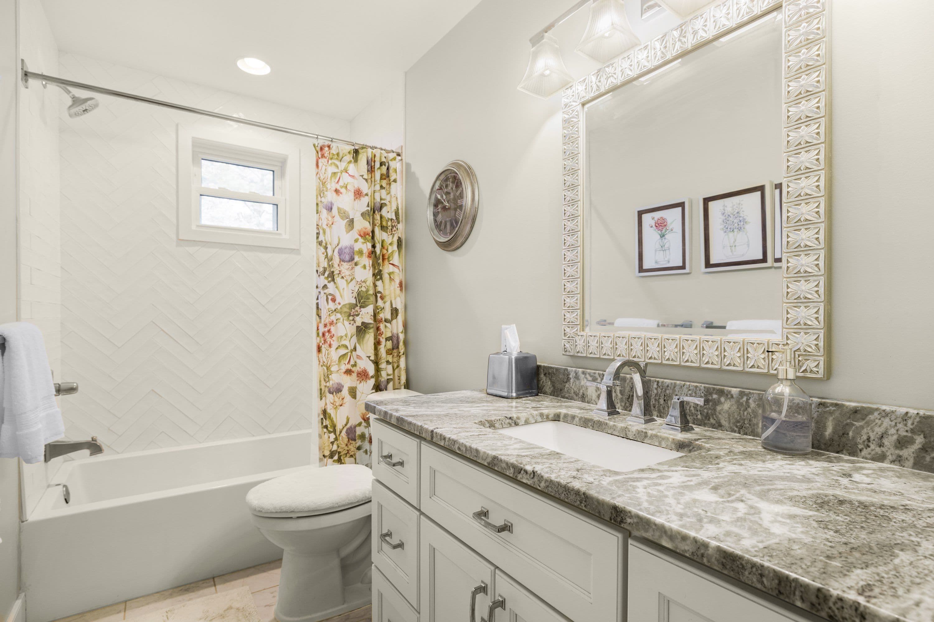 Project Elegant Bathroom Transformation with Herringbone Tile image